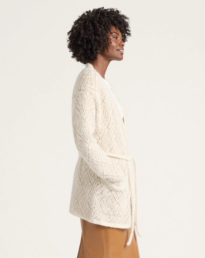 WOMEN'S TEXTURED ALPACA CARDIGAN<br>IVORY/TAN