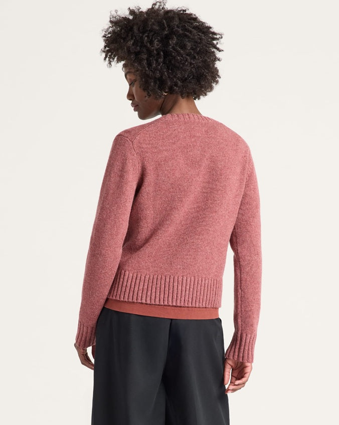 WOMEN'S SHETLAND COLLECTION CREWNECK<br>DARK ROSE HEATHER