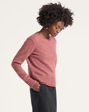 WOMEN'S SHETLAND COLLECTION CREWNECK<br>DARK ROSE HEATHER