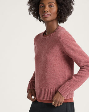 WOMEN'S SHETLAND COLLECTION CREWNECK<br>DARK ROSE HEATHER