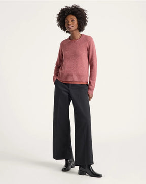 WOMEN'S SHETLAND COLLECTION CREWNECK<br>DARK ROSE HEATHER