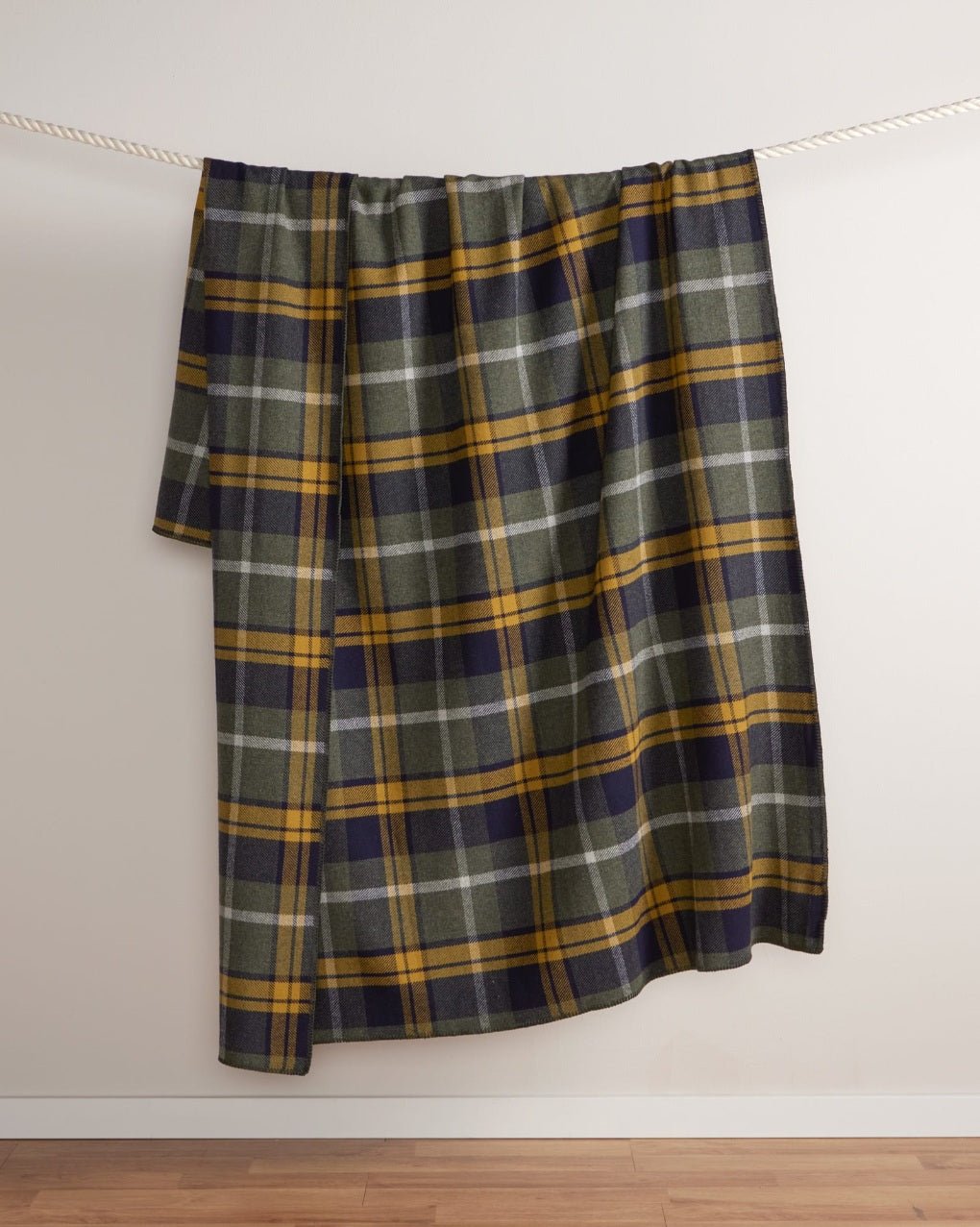 ECO-WISE WOOL PLAID/STRIPE BLANKET<br>SEA BLUE PLAID