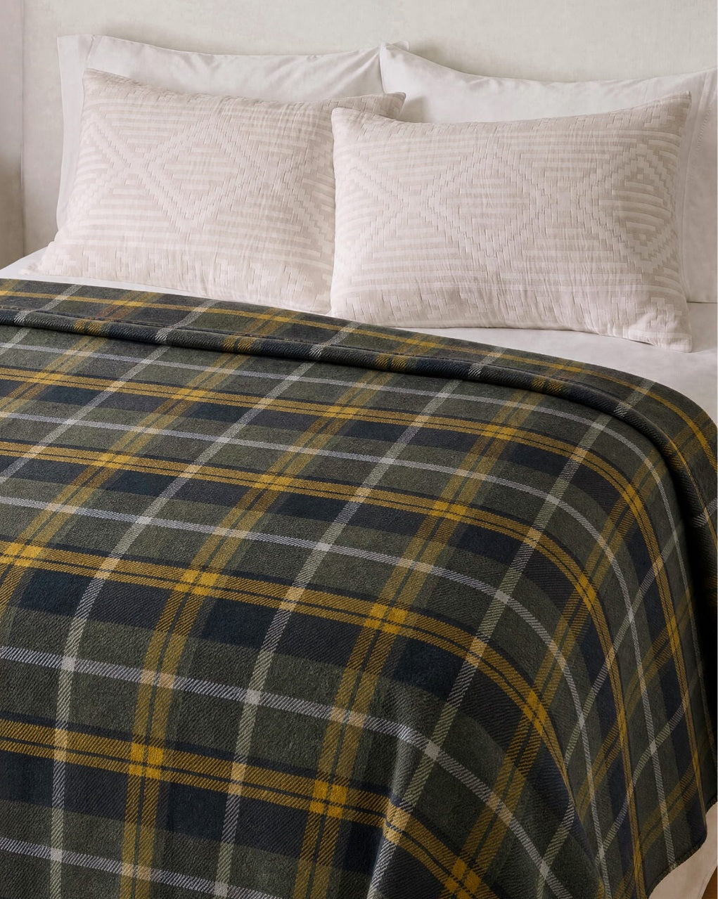 ECO-WISE WOOL PLAID/STRIPE BLANKET<br>SEA BLUE PLAID
