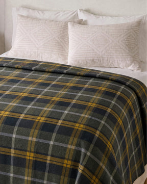 ECO-WISE WOOL PLAID/STRIPE BLANKET<br>SEA BLUE PLAID