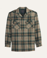 MEN'S PLAID BOARD SHIRT<br>GREEN/BROWN PLAID