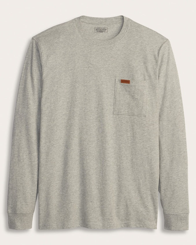 MEN'S LONG-SLEEVE DESCHUTES POCKET TEE<br>Heather Grey