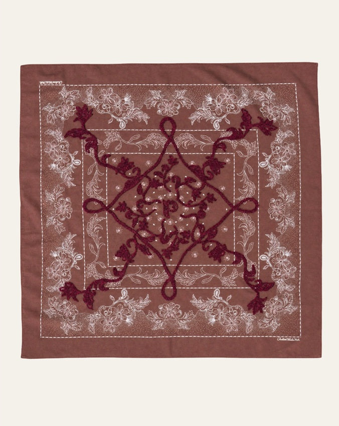 22" EMBROIDERED BANDANA<br>RAISIN