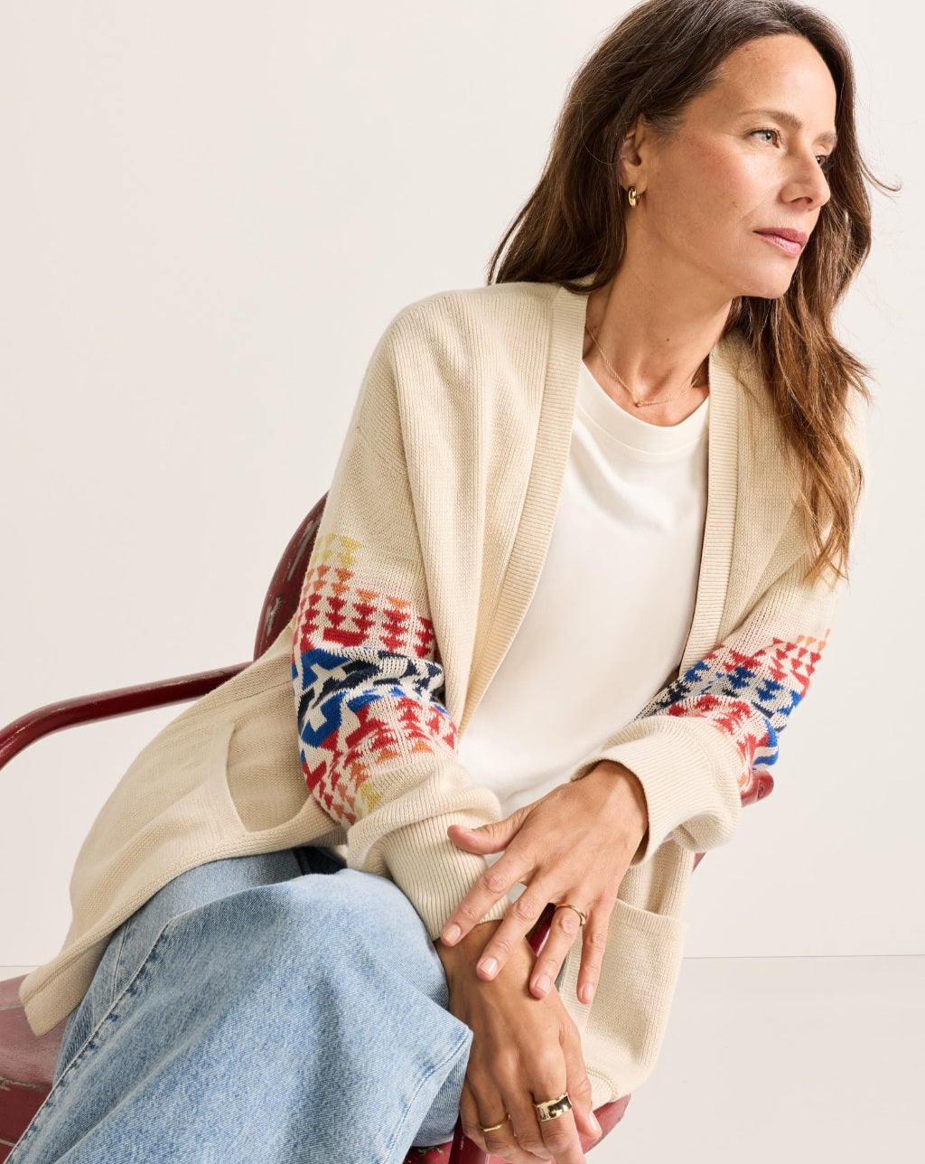 WOMEN'S SIERRA SPRINGS COTTON CARDIGAN<br>NATURAL CHIEF JOSEPH
