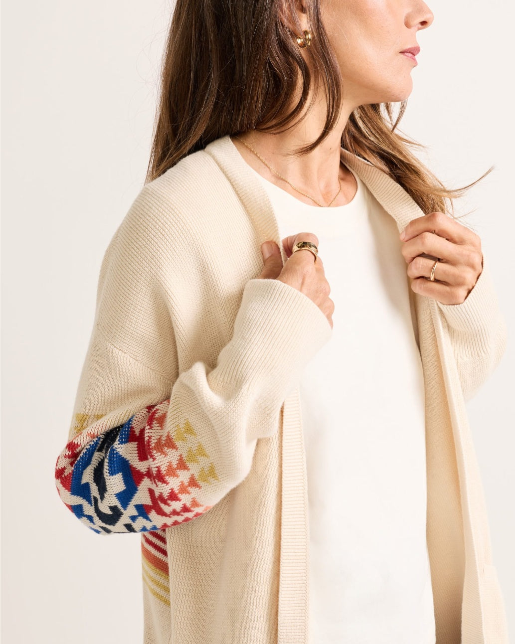 WOMEN'S SIERRA SPRINGS COTTON CARDIGAN<br>NATURAL CHIEF JOSEPH