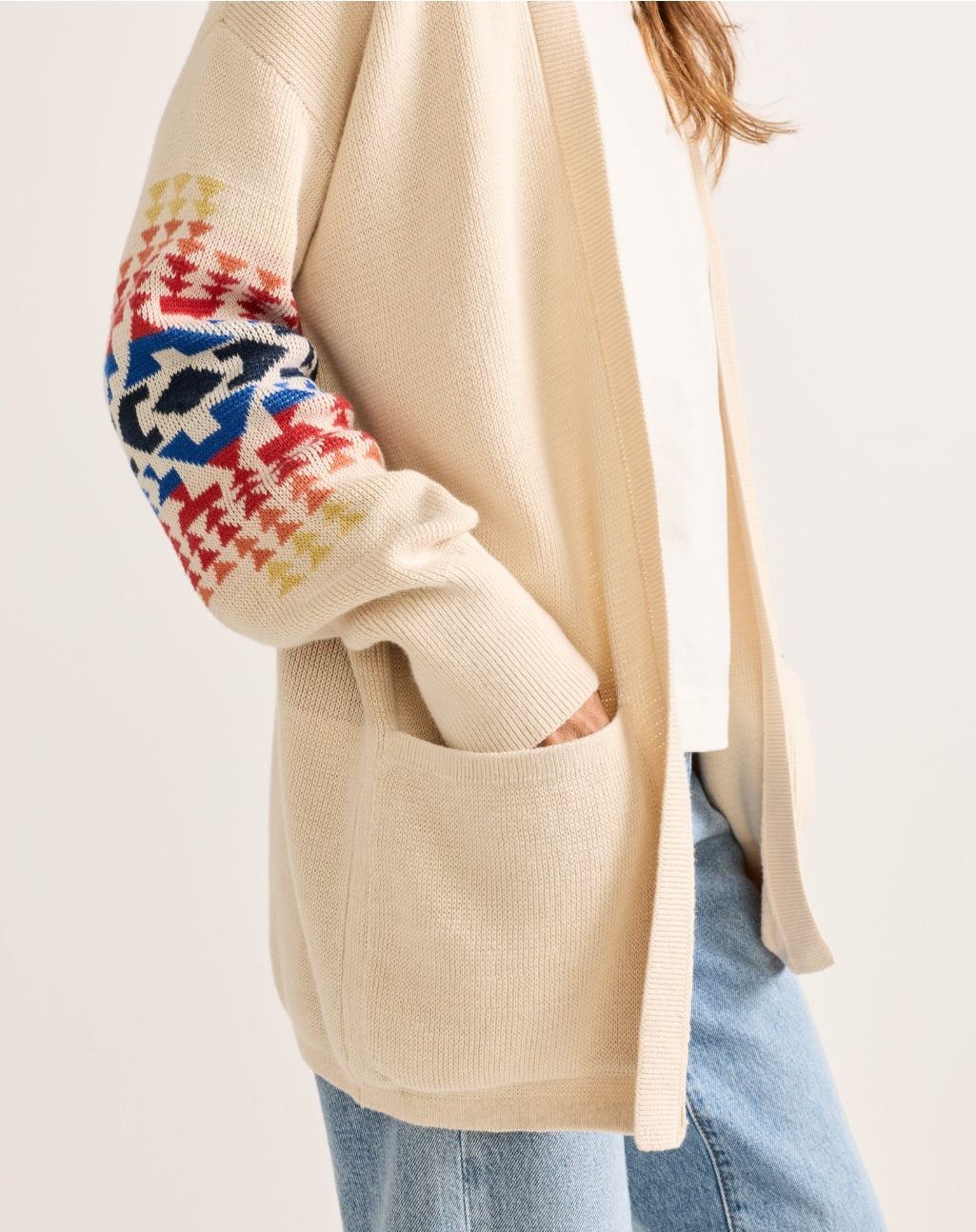 WOMEN'S SIERRA SPRINGS COTTON CARDIGAN<br>NATURAL CHIEF JOSEPH