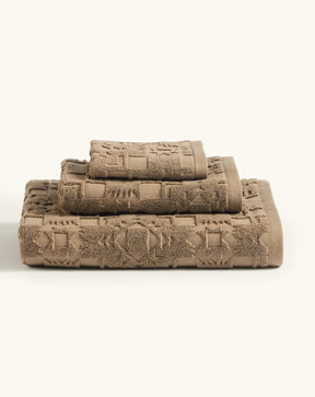 SCULPTED 3-PIECE TOWEL SET<br>STONE