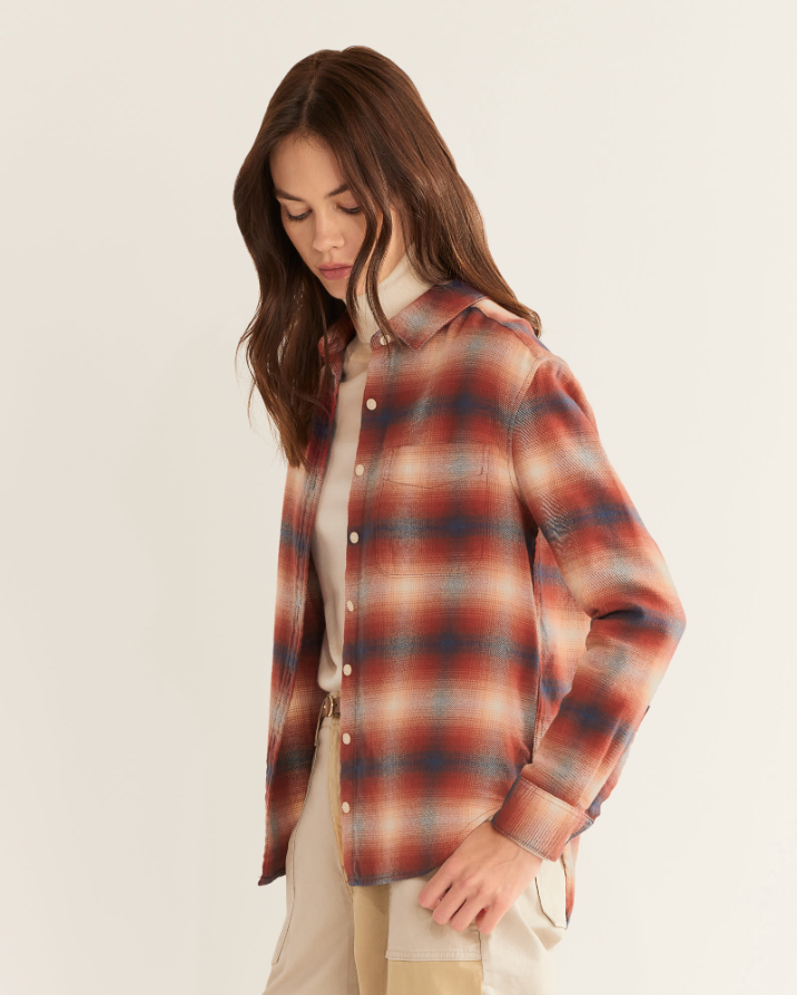 Boyfriend Flannel Shirt<br>Red Ochre Multi Plaid