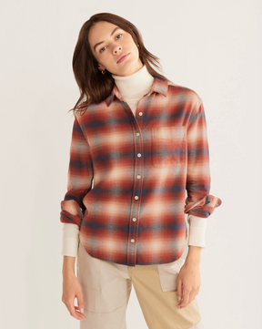 Boyfriend Flannel Shirt <br> Red Ochre Multi Plaid