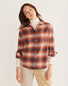 Boyfriend Flannel Shirt<br>Red Ochre Multi Plaid