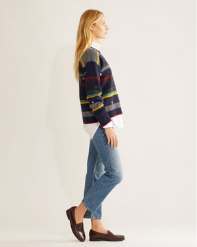 Bridger Stripe Sweater <br> Navy Heather Stripe