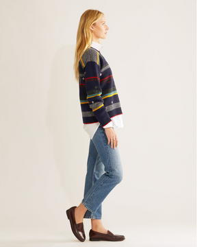 Bridger Stripe Sweater<br>Navy Heather Stripe