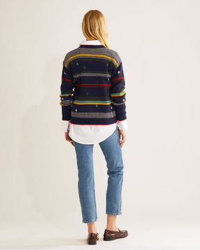 Bridger Stripe Sweater <br> Navy Heather Stripe