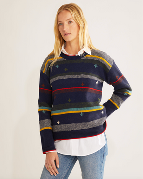 Bridger Stripe Sweater<br>Navy Heather Stripe