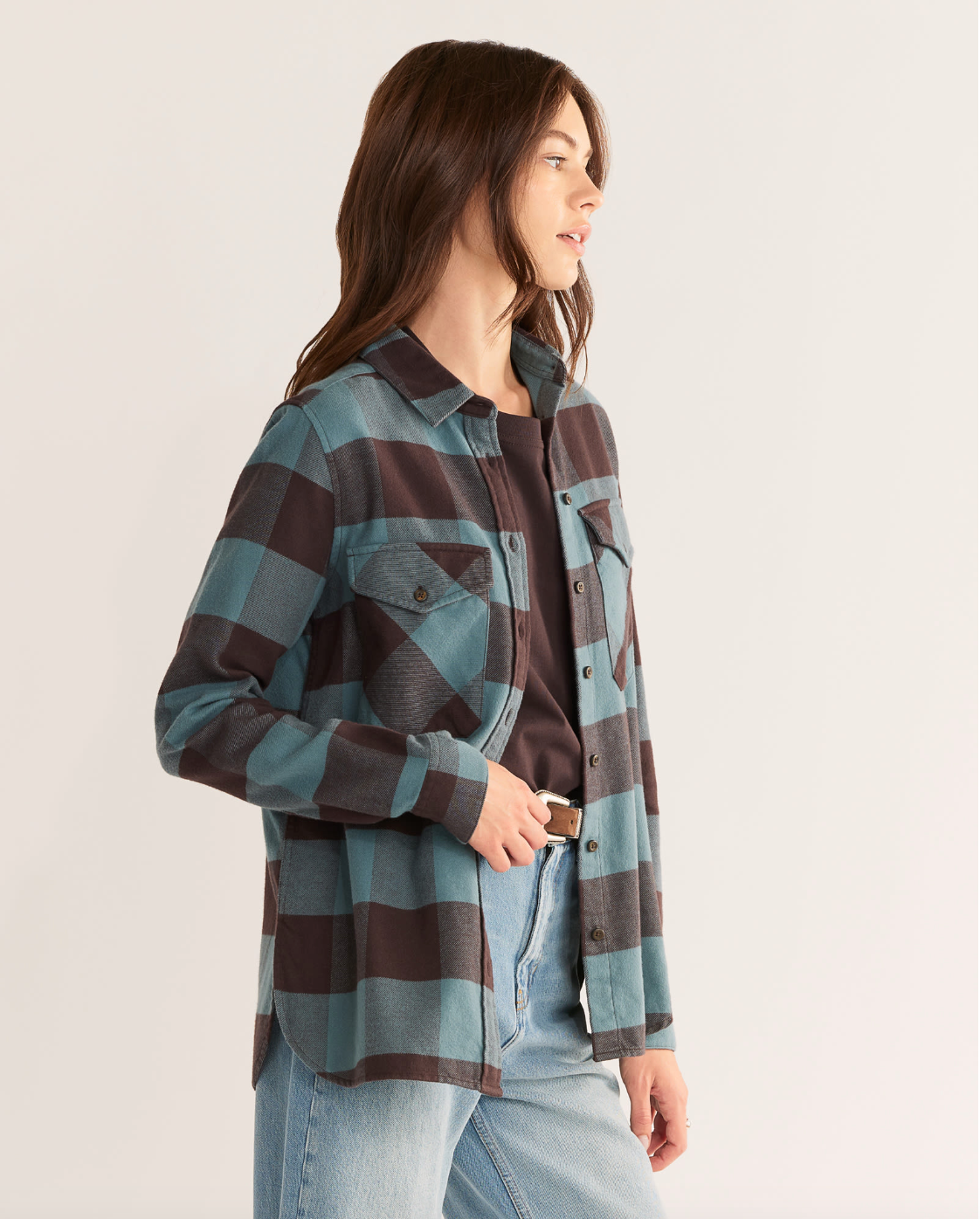 Madison Flannel Shirt<br>Shale/Coffee Buffalo Check