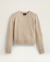 Relaxed Shetland Crew Pullover <br> Bone Heather
