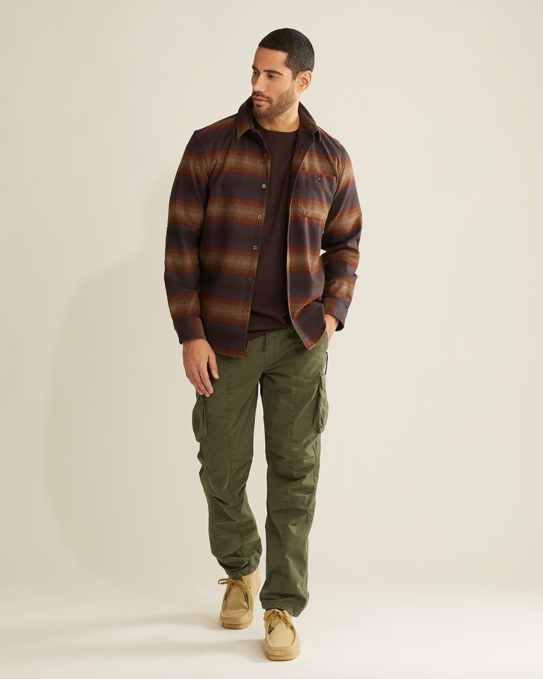 Trail Shirt <br> Brown Ombre Multi Stripe