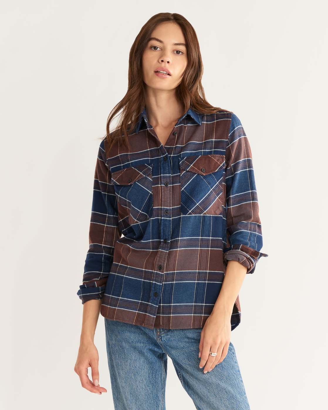 Madison Flannel Shirt<br>Brown/Turquoise Multi Plaid