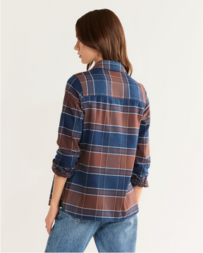 WOMEN'S PLAID MADISON DOUBLEBRUSHED FLANNEL SHIRT<br>BROWN/TURQUOISE