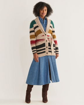 Camp Stripe Cardigan <br> Ivory Multi Stripe