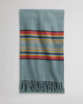 STRIPE 5TH AVENUE MERINO THROW<br>GREEN HEATHER