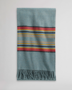 STRIPE 5TH AVENUE MERINO THROW<br>GREEN HEATHER