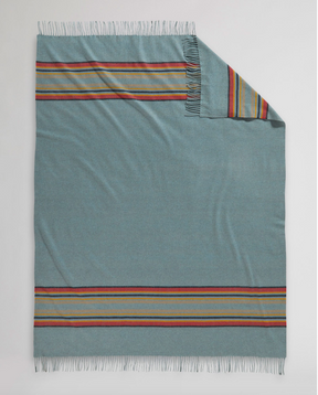 STRIPE 5TH AVENUE MERINO THROW<br>GREEN HEATHER