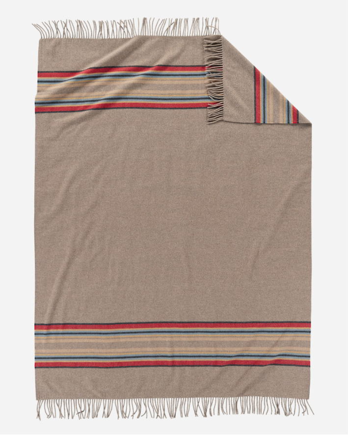 STRIPE 5TH AVENUE MERINO THROW<br>MINERAL UMBER