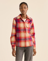 WOMEN'S PLAID BOARD SHIRT<br>NAVY/MAGENTA