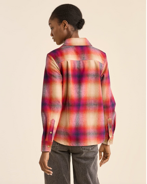 WOMEN'S PLAID BOARD SHIRT<br>NAVY/MAGENTA