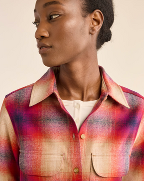 WOMEN'S PLAID BOARD SHIRT<br>NAVY/MAGENTA