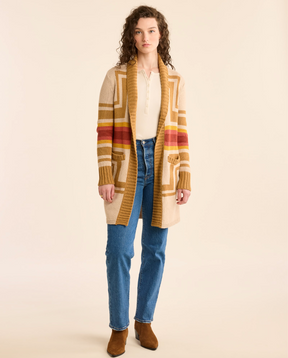 WOMEN'S HARDING OPEN CARDIGAN<br>SANDSHELL MULTI