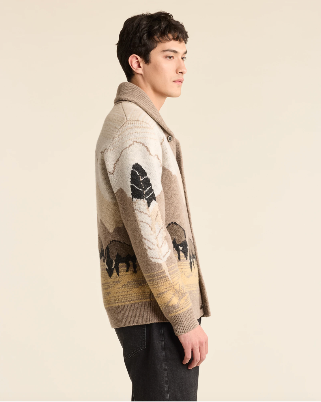 MEN'S IN THEIR ELEMENT CARDIGAN<br>TAN BUFFALO