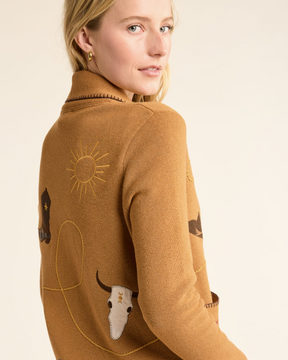 WOMEN'S WESTERN SOUVENIR CARDIGAN<br>BUCKSKIN BROWN
