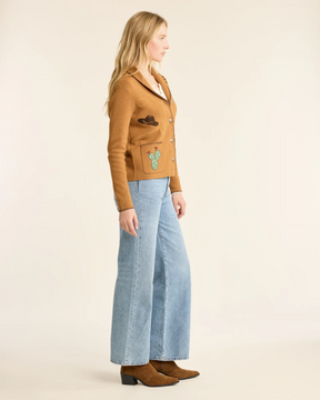WOMEN'S WESTERN SOUVENIR CARDIGAN<br>BUCKSKIN BROWN