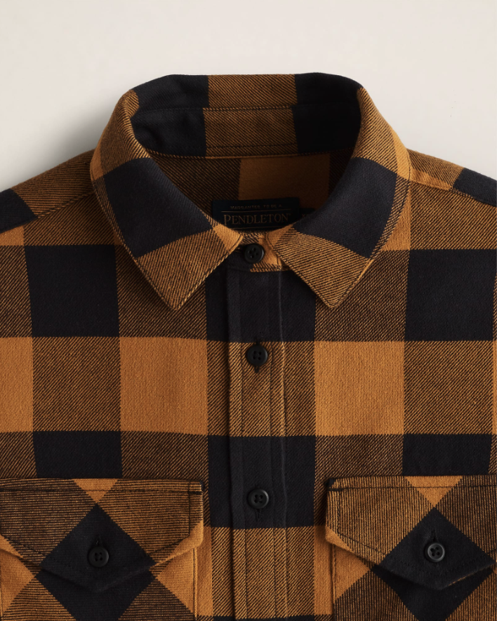 WOMEN'S PLAID MADISON DOUBLEBRUSHED FLANNEL SHIRT<br>BLACK/GOLD