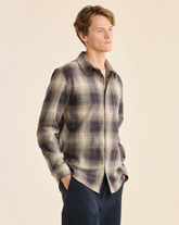 MEN'S PLAID LODGE SHIRT<br>BLUE/TAUPE MIX PLAID