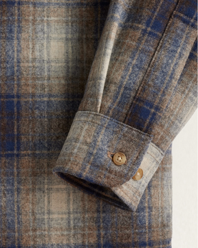 MEN'S PLAID LODGE SHIRT<br>BLUE/TAUPE MIX PLAID
