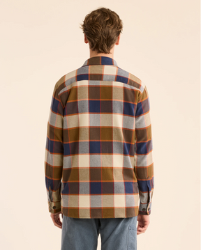 MEN'S BURNSIDE DOUBLEBRUSHED FLANNEL SHIRT<br>NAVY/GREY/OCHRE PLAID