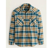 SAMPLE - MEN'S PLAID SNAP-FRONT WYATT COTTON SHIRT<br>BLUE/BRONZE PLAID