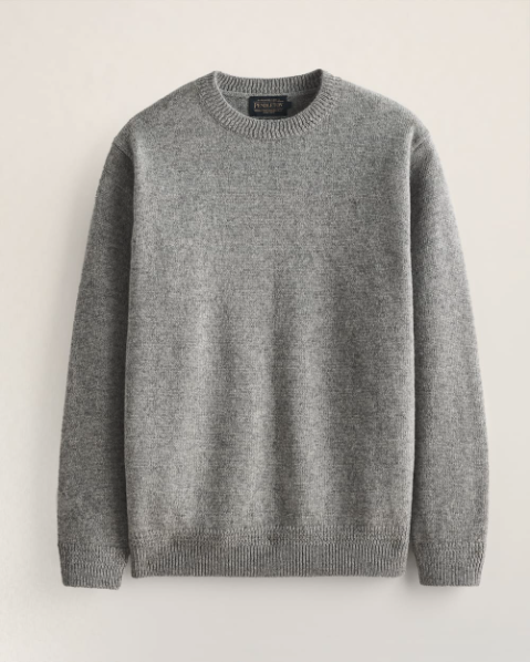 MEN'S SHETLAND COLLECTION SWEATER<br>LIGHT GREY HEATHER