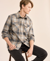 MEN'S PLAID SNAP-FRONT WESTERN CANYON SHIRT<br>GREY/TAN MIX PLAID