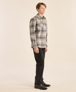 MEN'S PLAID SNAP-FRONT WESTERN CANYON SHIRT<br>GREY/TAN MIX PLAID