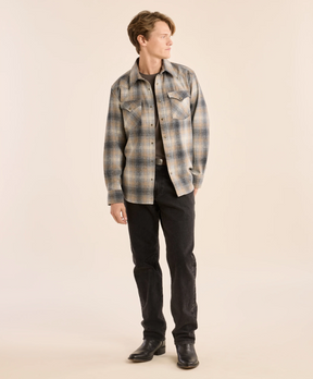 MEN'S PLAID SNAP-FRONT WESTERN CANYON SHIRT<br>GREY/TAN MIX PLAID
