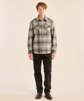 MEN'S PLAID SNAP-FRONT WESTERN CANYON SHIRT<br>GREY/TAN MIX PLAID