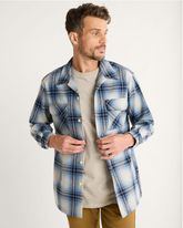 MEN'S PLAID BOARD SHIRT<br>LIGHT BLUE MIX OMBRE